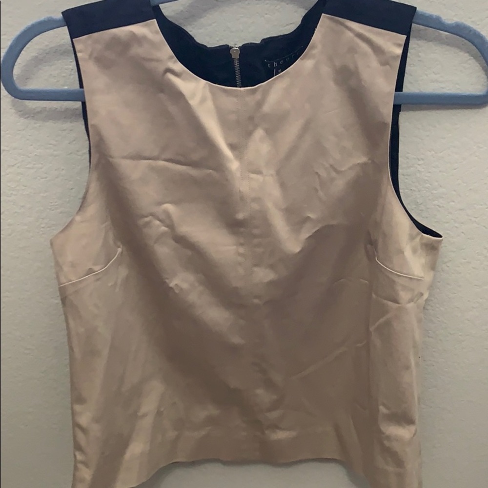 Theory two toned top with zipper back